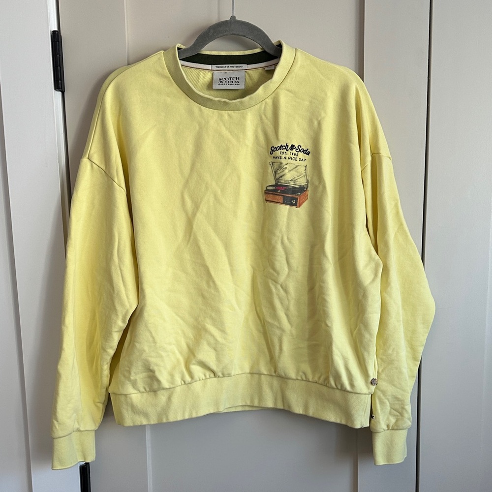 Scotch & Soda Soft Yellow Graphic Crewneck Sweater